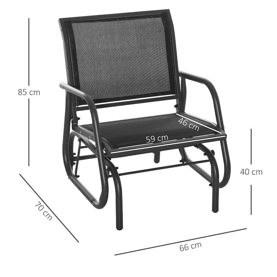 image 1 of Outsunny Outdoor Gliding Swing Chair Garden Seat w/ Mesh Seat Curved Back Steel
