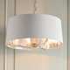image 2 of Harvey Multi Arm Cylindrical Pendant Light Bright Nickel Plate, Vintage White Fabric