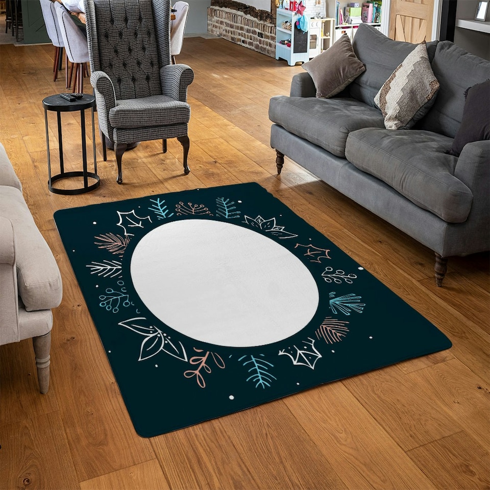 image 1 of Winter Flowers (Rug) Blue | Large: 140x200cm