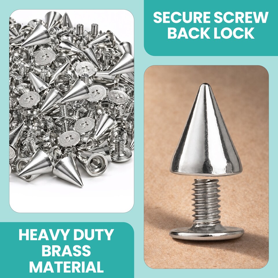 image 1 of 7x10mm Cone Spike Studs Screw Back for Leather Craft - 10pcs