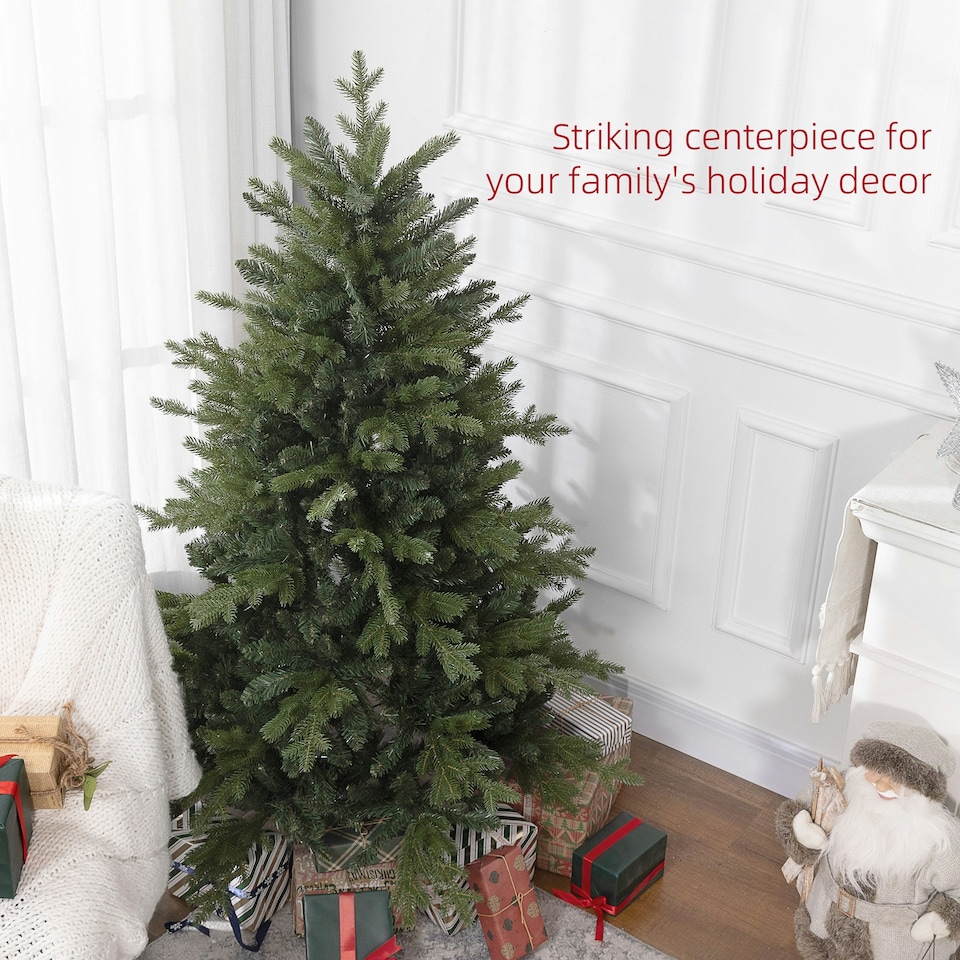 image 1 of HOMCOM 5 Ft Artificial Christmas Tree with Metal Base, Hinged Branches