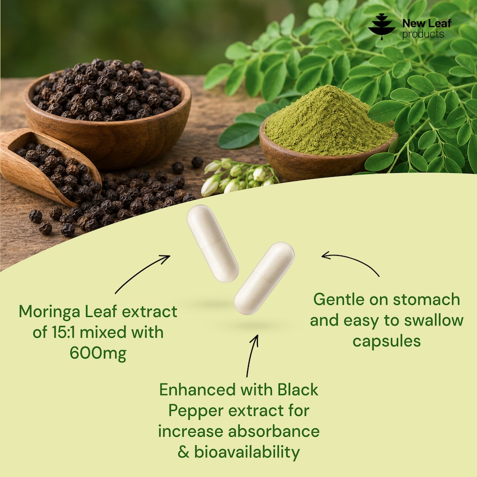 image 1 of Moringa Leaf Capsules - 120 Vegan Capsules 2000mg