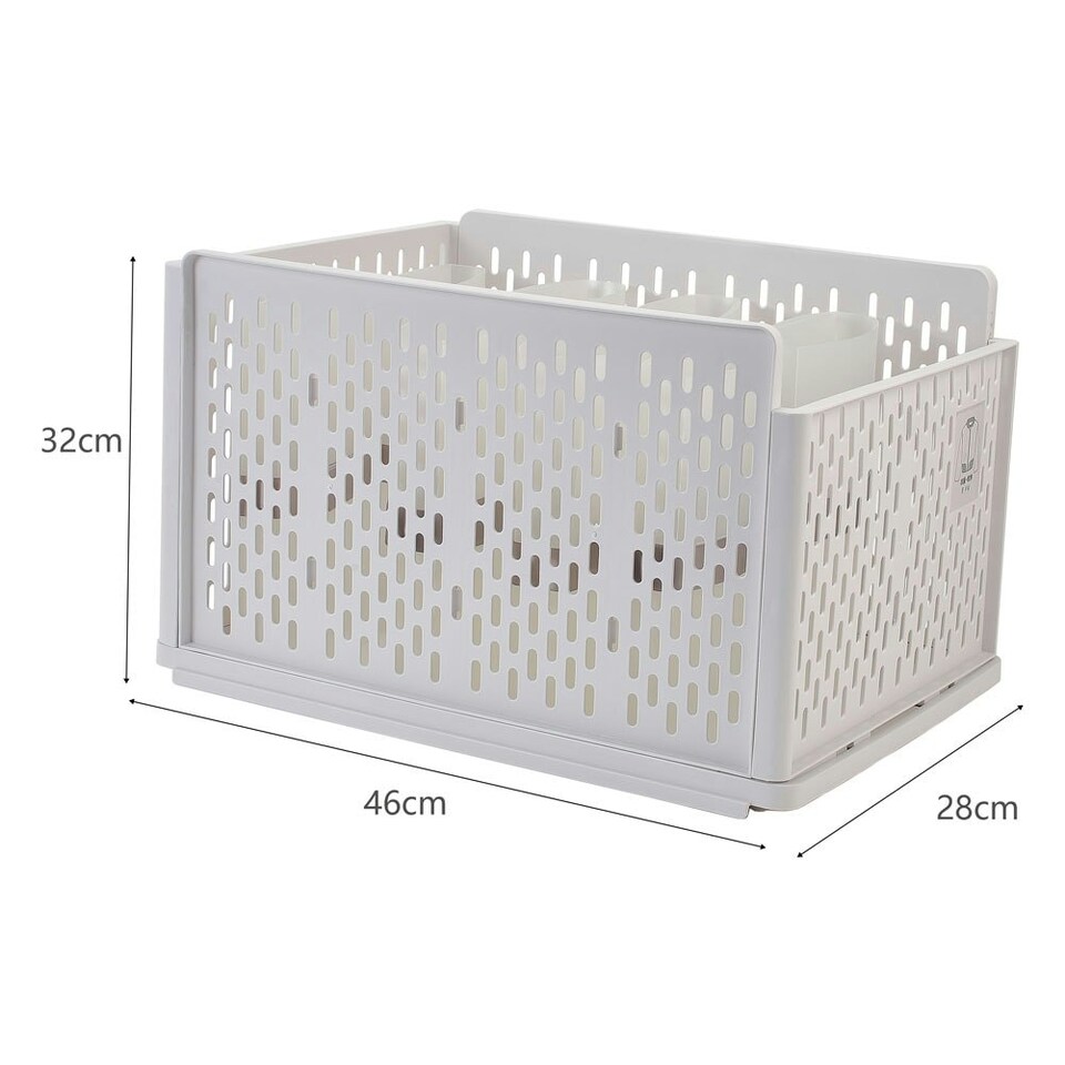 image 1 of Living and Home Plastic Stackable Clothes Storage Basket Organizer | White