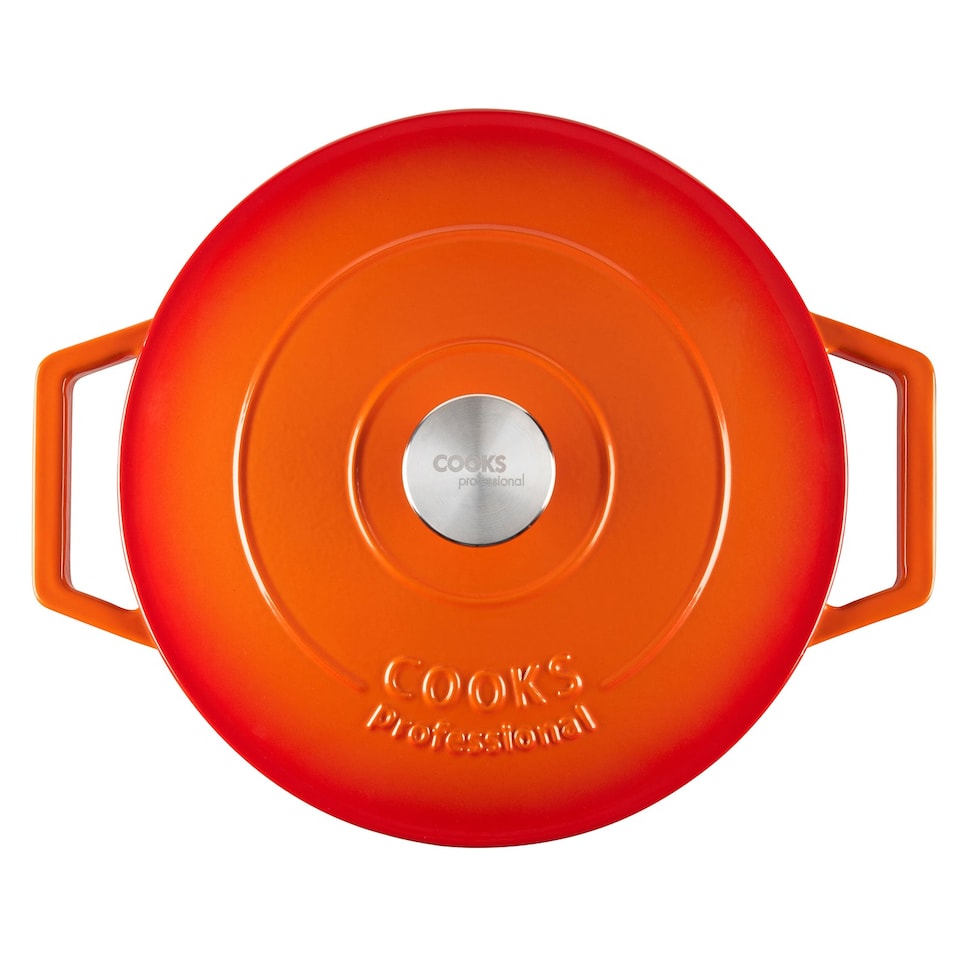image 1 of Cooks Professional Casserole Dish 26cm – Ovenproof Pan with Lid | Orange | Orange