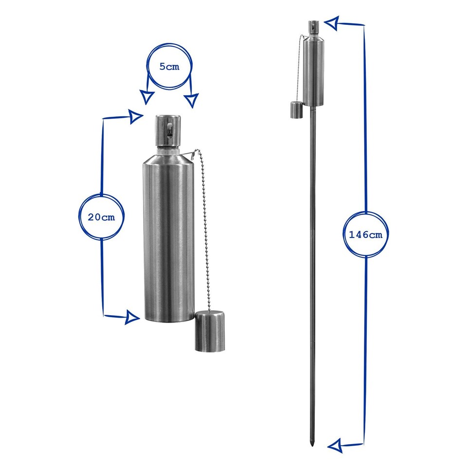 image 1 of Harbour Housewares Metal Garden Torches - Cylinder - Black - Pack of 6