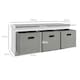 image 3 of HOMCOM Shoe Bench with Seat, Shoe Storage Bench Fabric Drawers, Grey White
