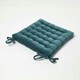 image 1 of Homescapes Seat Pad Luxury Cotton Velvet Indoor Outdoor Garden Dining Cushion | Green | 40 x 40 cm | 1