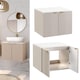 image 2 of Wall Hung Vanity Unit 600mm Bathroom Cabinet Ribbed Beige White Countertop Cara
