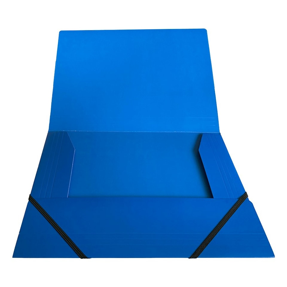 image 1 of Janrax A4 Blue Laminated Card 3 Flap Folder with Elastic Closure