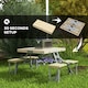 image 3 of Outsunny Folding Camping Table and Chairs with Umbrella Hole, Aluminium Frame