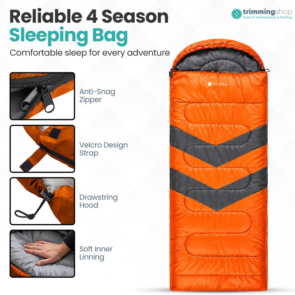 image 1 of 4 Season Waterproof Backpacking Sleeping Bag for Single Adults - 6ft