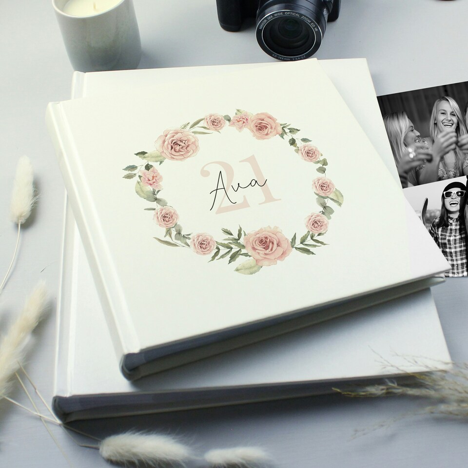 image 1 of Personalised Floral Wreath Square Photo Album