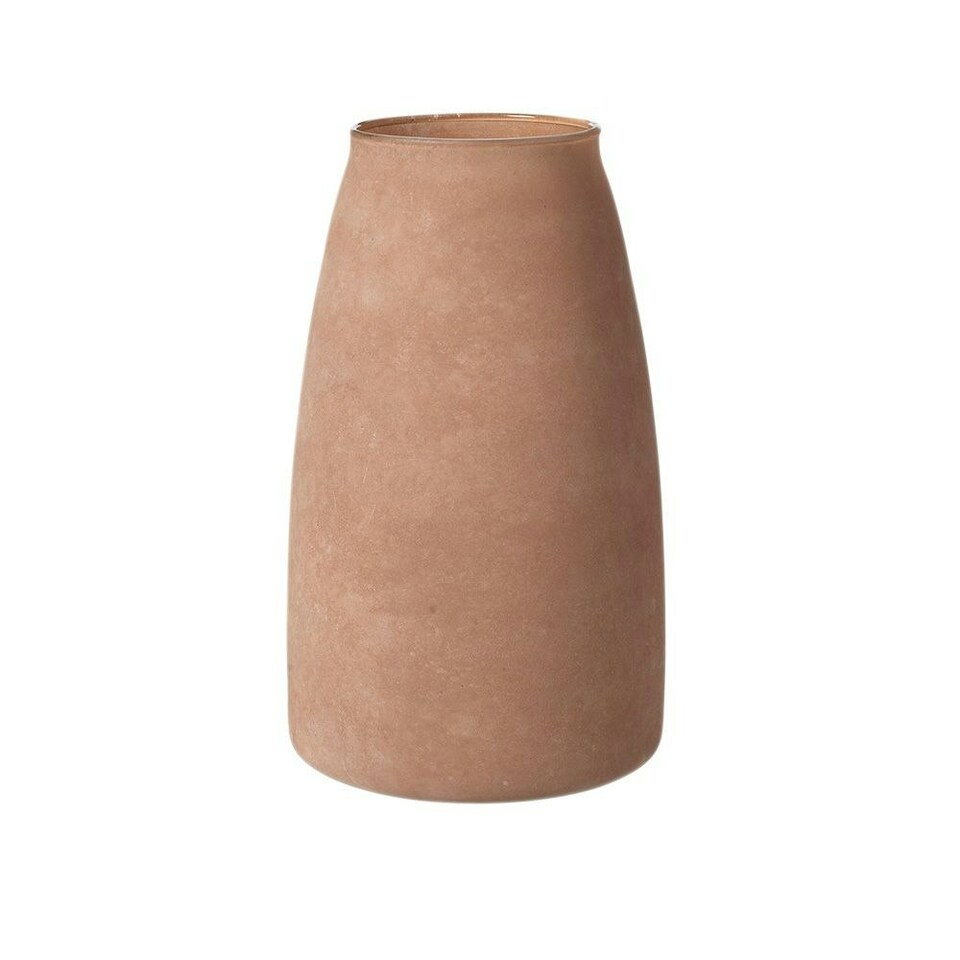 image 1 of Recycled Cloudy Frosted Glass Flower Vase - Earthy Brick - H26 x W17cm