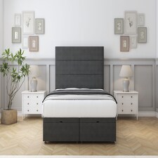 Sloomy Texas Graphite Dumfries Ottoman Bed With Mattress With 26" Strutted Headboard 4'6 Double