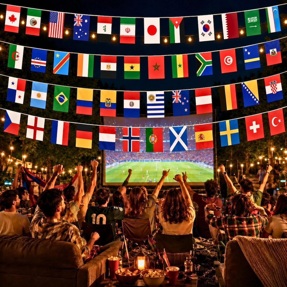 image 1 of 48 Flags Bunting 12m/39ft for World Cup Football Qualified Countries Double Sided Polyester Banner Sport Party Decorations