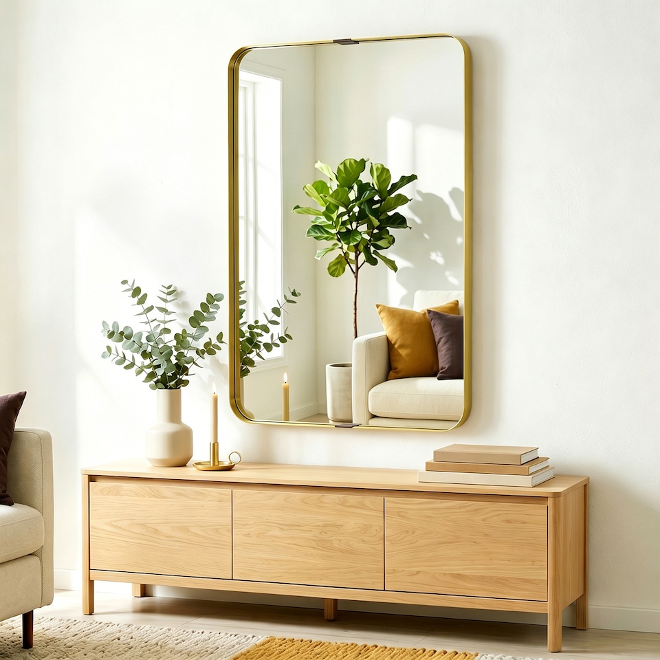 image 1 of HOMCOM Rectangular Wall Mirror, 90 x 60 cm Wall Mounted Bathroom Mirror