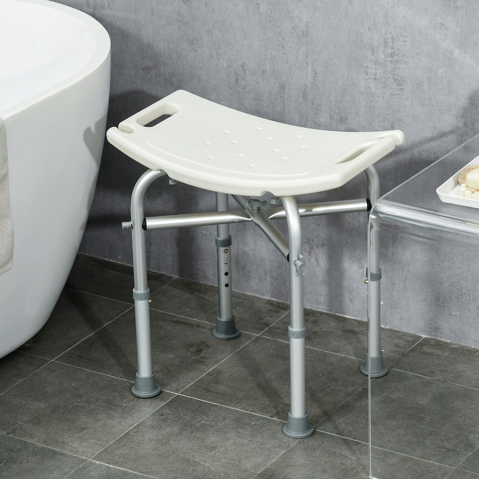 image 1 of HOMCOM Aluminium Shower Stool Adjustable Bath Stool for Senior Disabled Pregnant