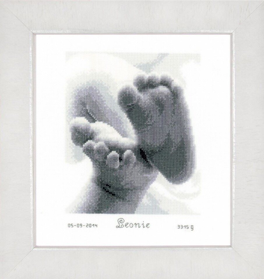 Vervaco Counted Cross Stitch Kit Birth Record Baby Feet