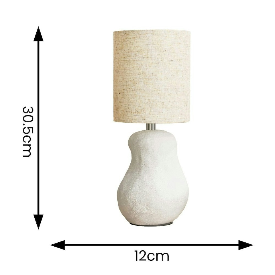 image 1 of ValueLights Mae Natural Linen Lamp Shade White Abstract Sandblast Ceramic Table Lamp | White