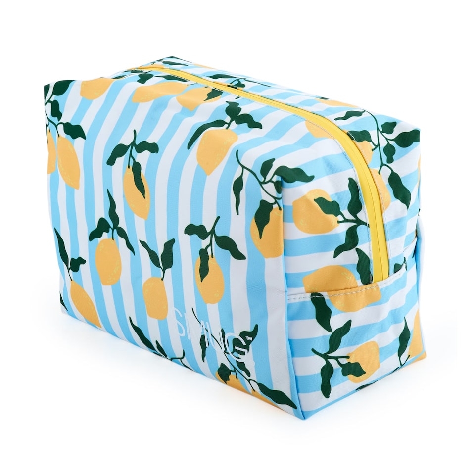 image 1 of SMUG Wash Bag - Lemon Stripe Print