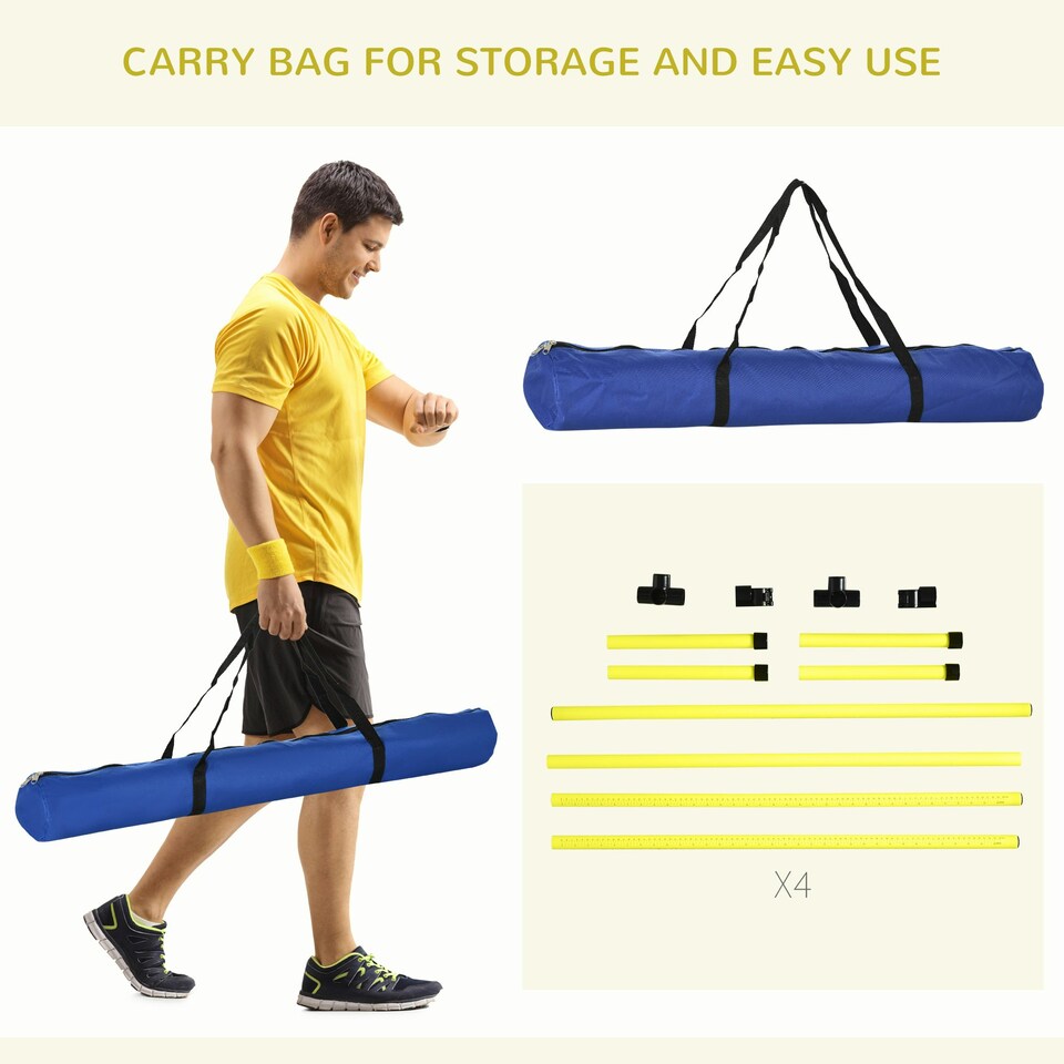 image 1 of PawHut 4 Pieces Dog Agility Training Equipment with Carrying Bag, Yellow