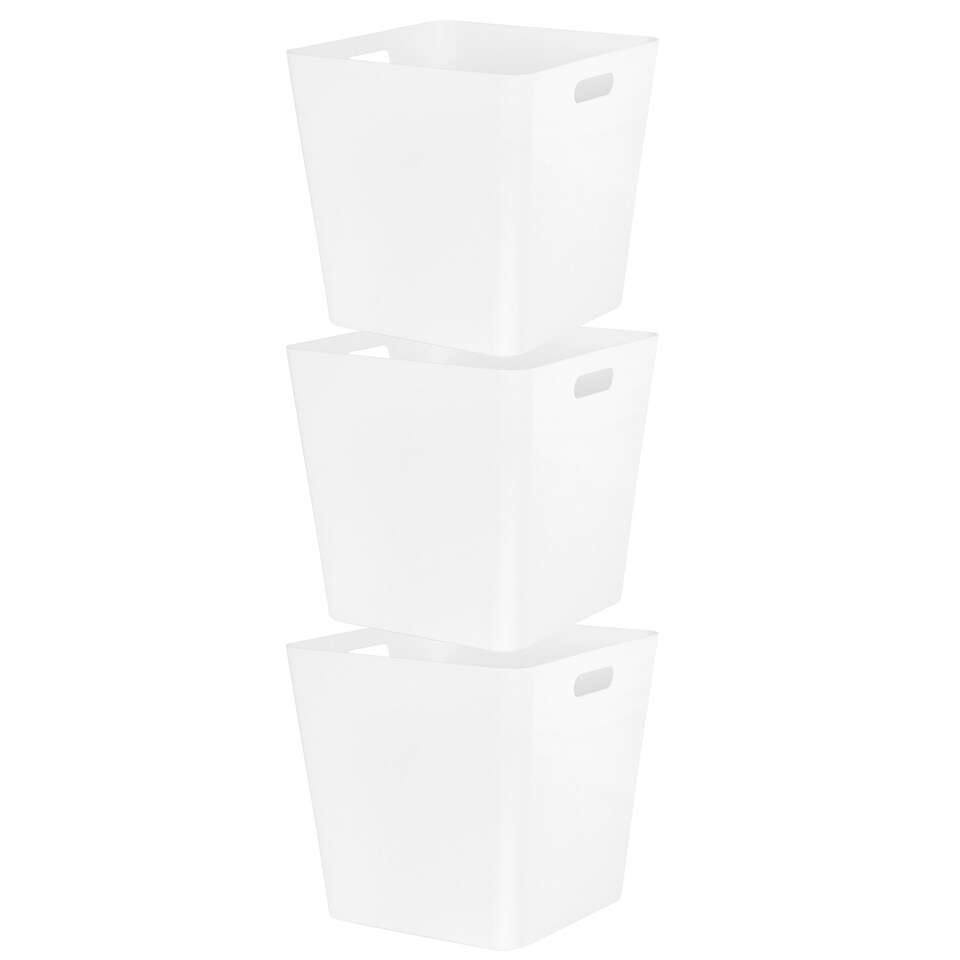 image 1 of Wham Studio 3 x 18L Deep Rectangular Plastic Storage Baskets Ice White White
