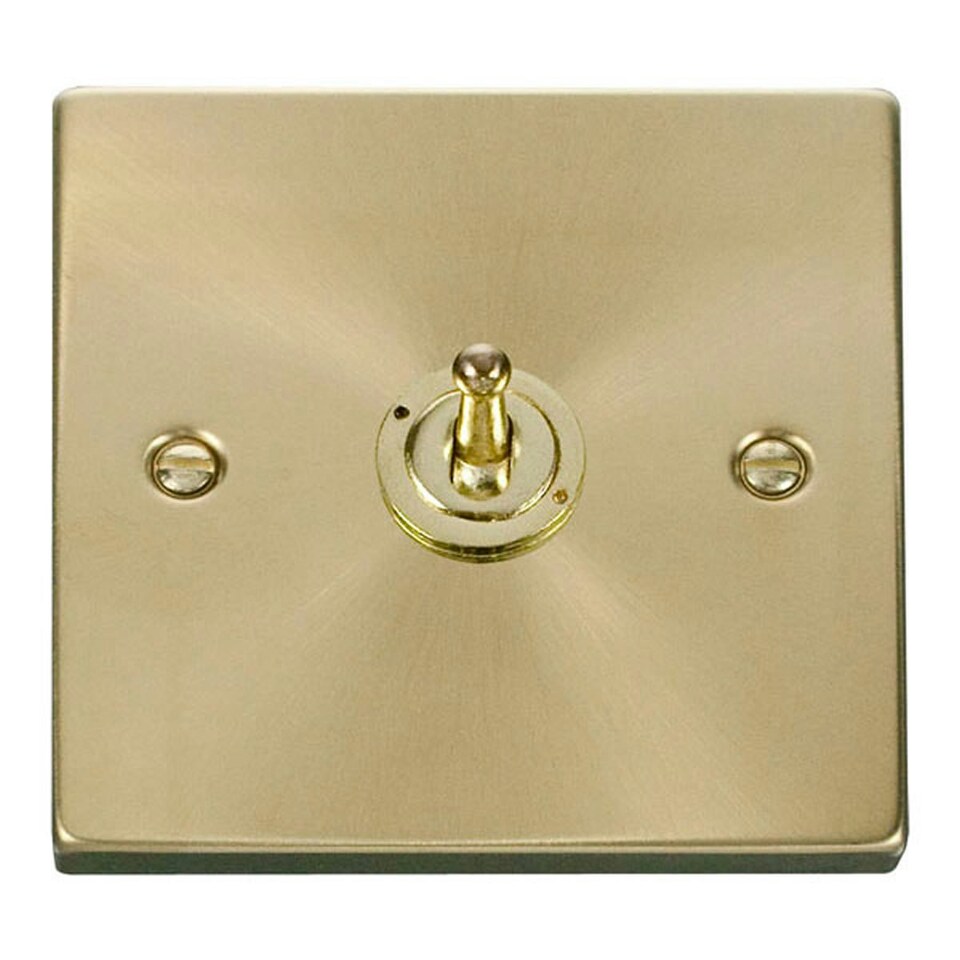 image 1 of SE HOME Satin / Brushed Brass 1 Gang 2 Way 10AX Toggle Light Switch Black | Satin Brass