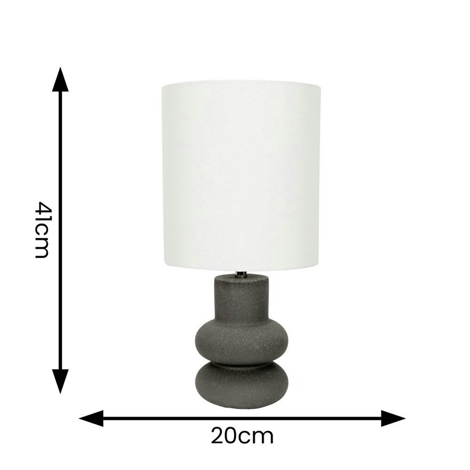 image 1 of ValueLights Jude Linen Tall Drum Shade Black Stacked Abstract Ceramic Table Lamp Black