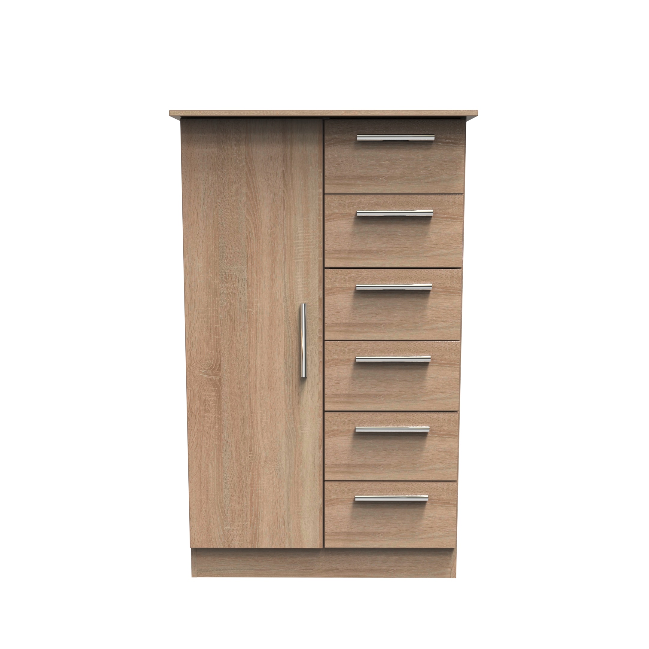 Trent 1 Door 5 Drawer Childrens Wardrobe in Black Gloss & Black Matt