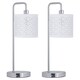 image 1 of Set of 2 Chrome Arched Table Lamps with White Laser Cut Shades | Chrome | White | Large | 2