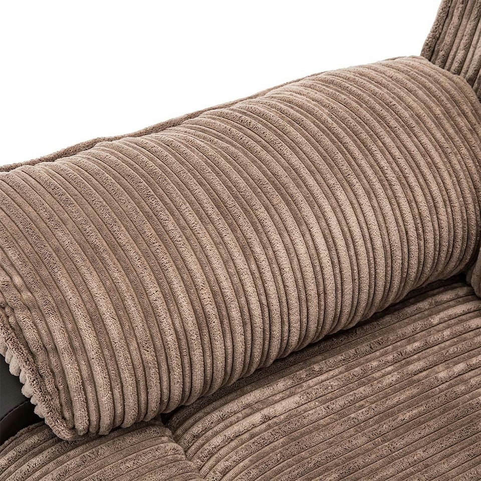 image 1 of Postana 3 Seater Electric High Back Jumbo Cord Fabric Recliner Sofa (Brown)