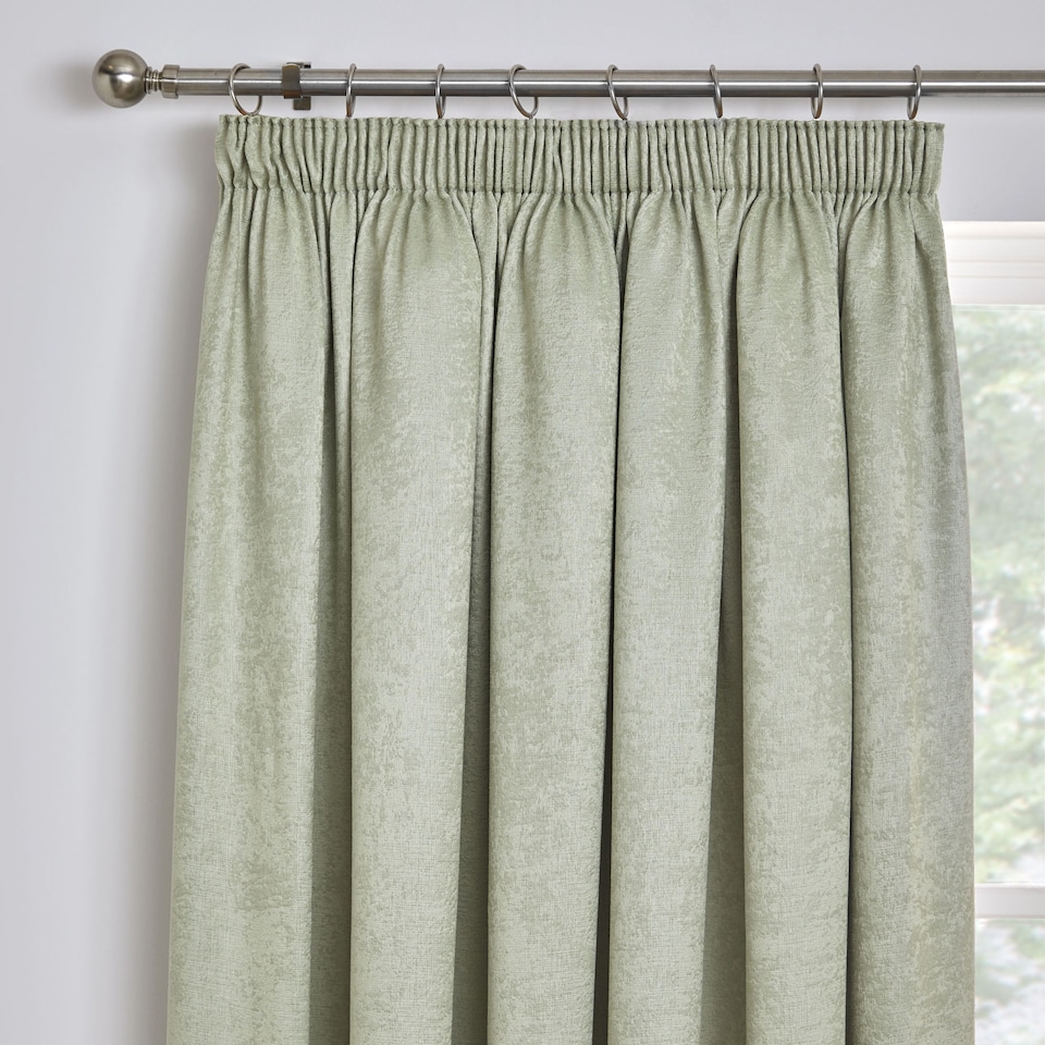 image 1 of Fusion Galaxy Pencil Pleat Curtains Green