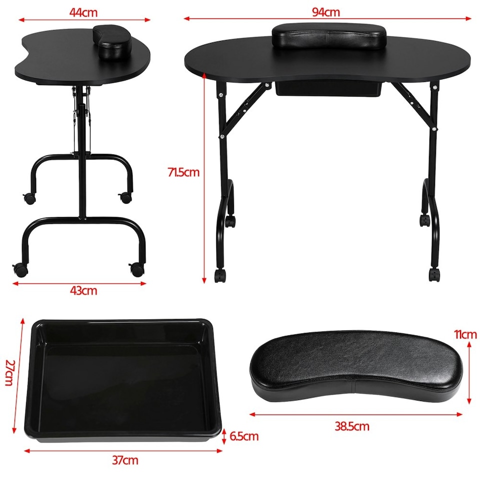 image 1 of Yaheetech Folding Manicure Table Black
