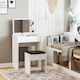 image 2 of HOMCOM Dressing Table Set Padded Stool with Flip-up Mirror Multi-purpose - White