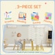 image 5 of AIYAPLAY 3 Pieces Toddler Table and Chair Set w/ Centre Mesh Bag, White