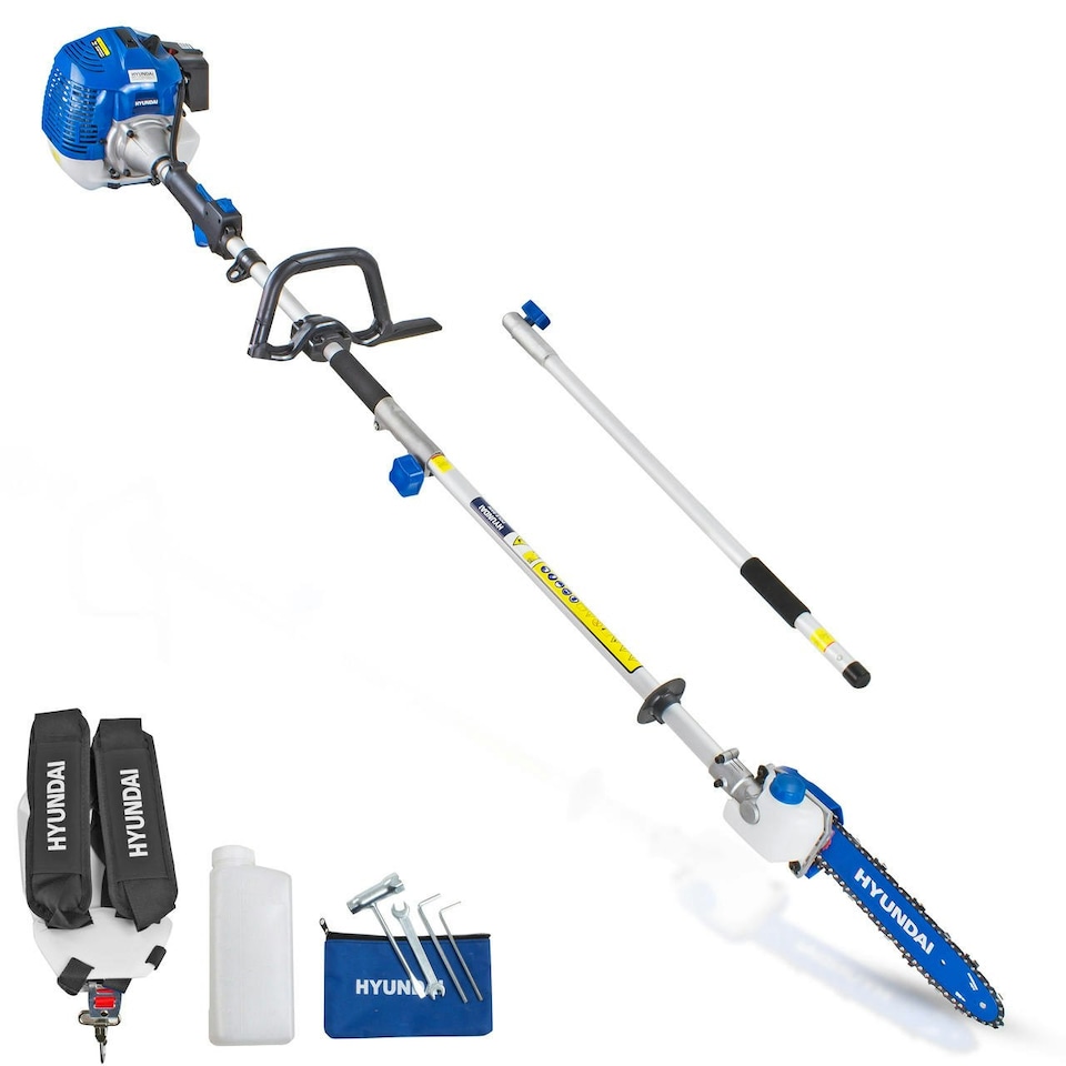 image 1 of Hyundai 52cc Petrol Pole Saw Pruner Chainsaw 2.7m Long Reach 260mm Cutting Width
