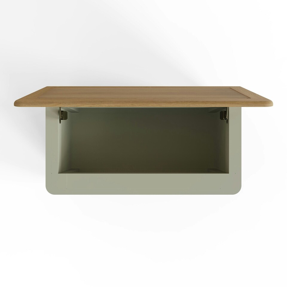 image 1 of Faire Ottoman Blanket Box in Sage Green with Oak Top Green