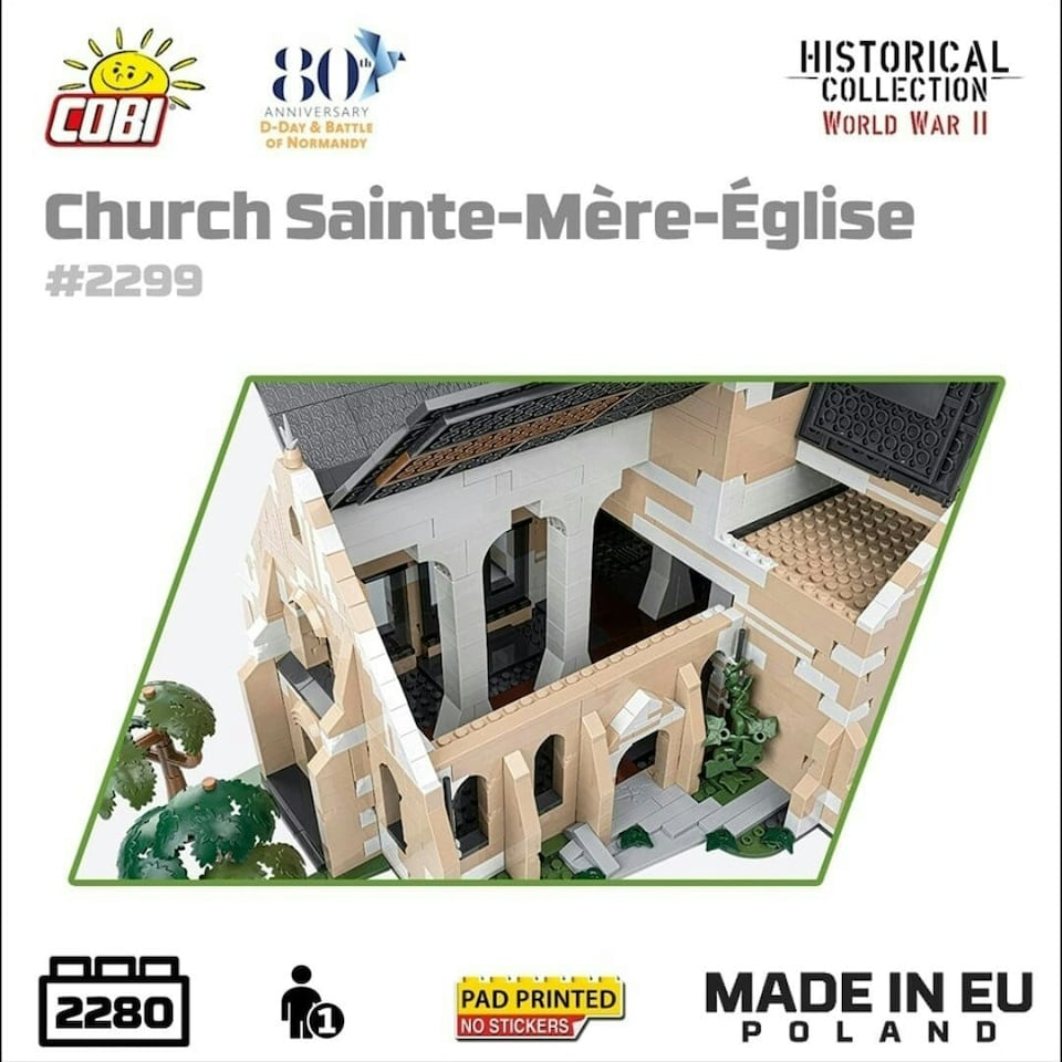 image 1 of Church Sainte-Mere-Eglise brick model - COBI 2299 - 2280 bricks