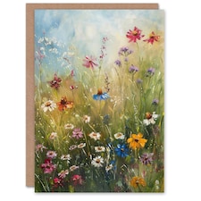 Spring Wildflowers Oil Colourful Floral Him Her Birthday Card