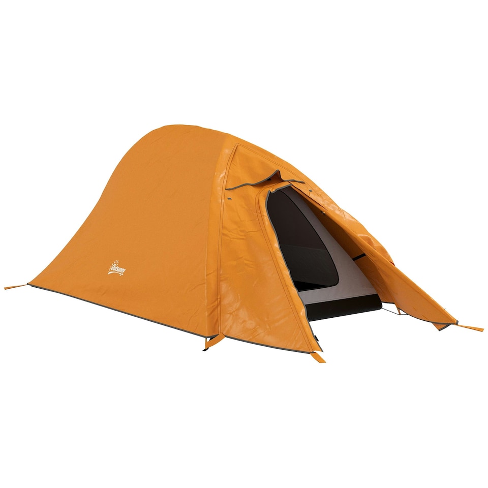 image 1 of Outsunny Double Layer Camping Tent for 1-2 Man, 2000mm Waterproof, Green
