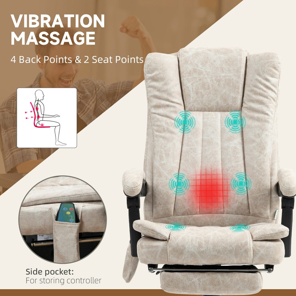 image 1 of Vinsetto 6-Point Vibrating Heat Massage Chair w/ Microfibre Charcoal Grey