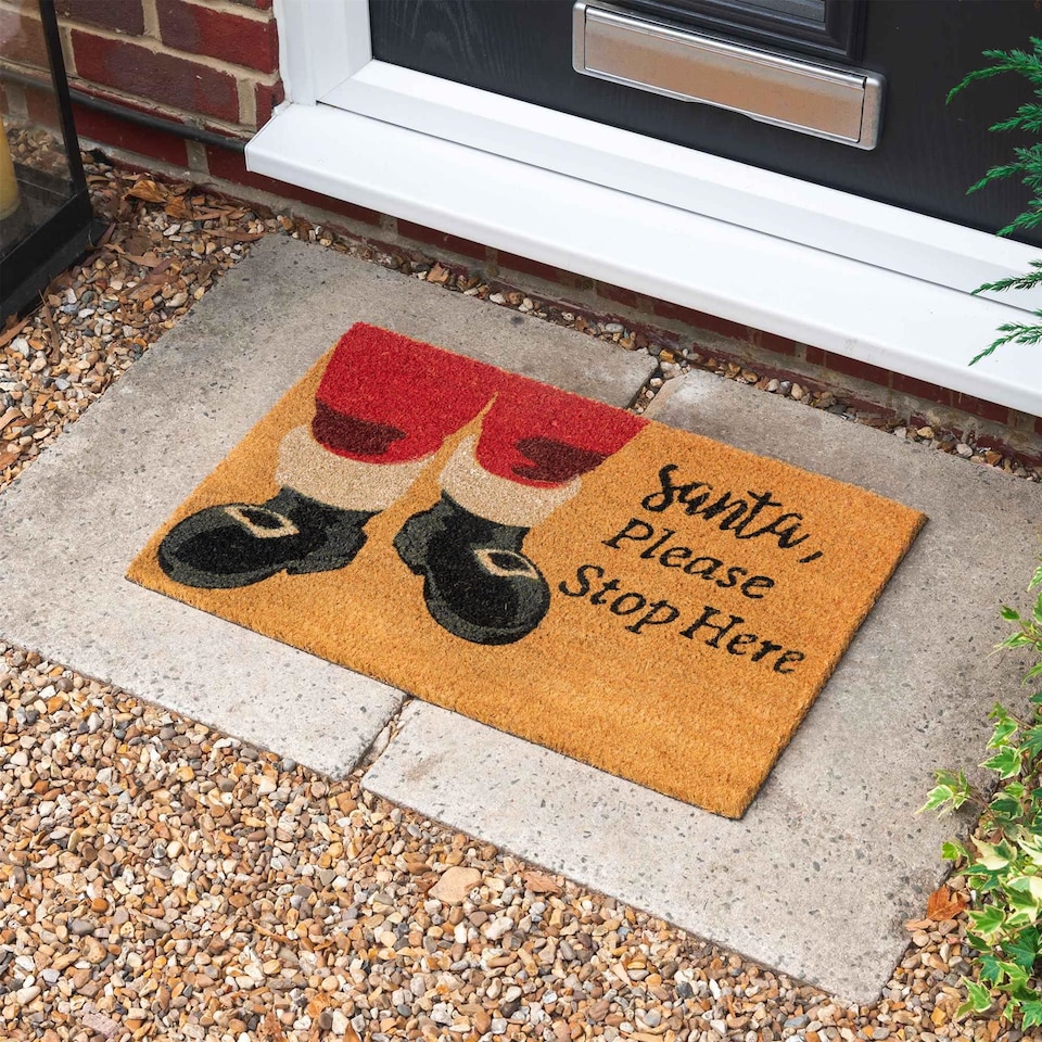 image 1 of Nicola Spring Christmas Coir Door Mat - 60 x 40cm - Santa