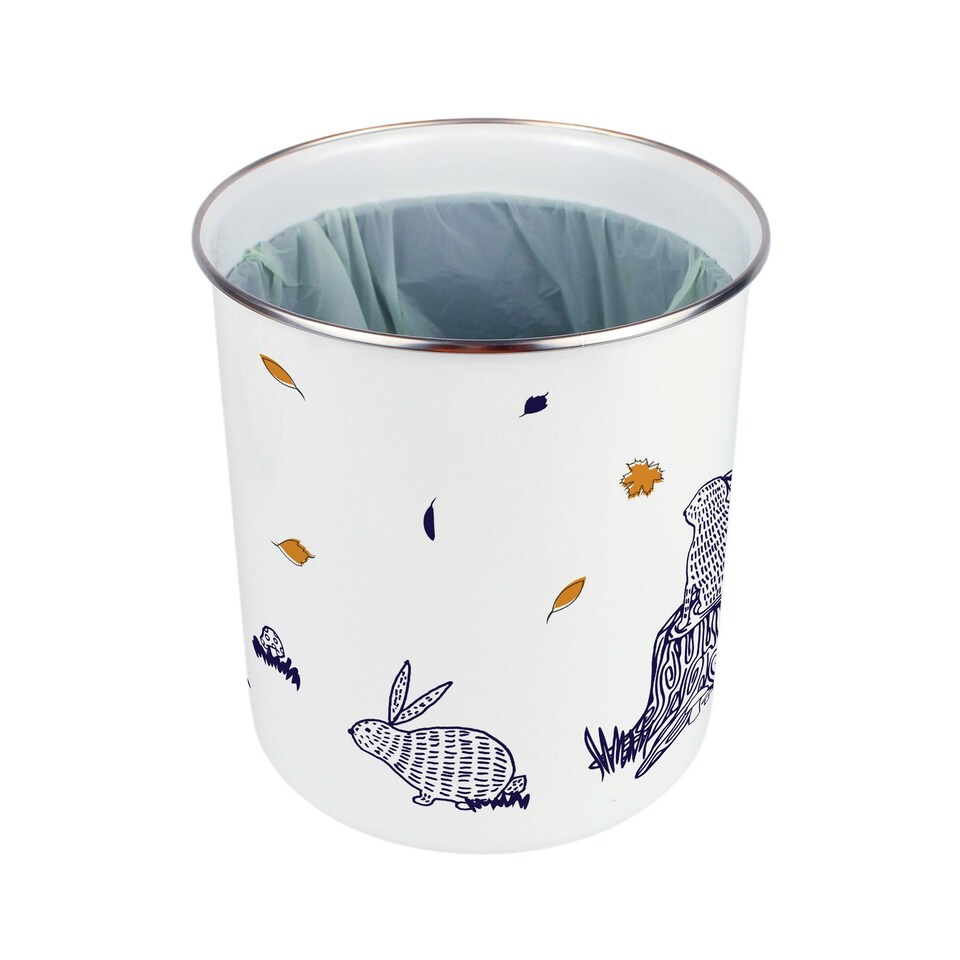 image 1 of Woodland Rabbits Food Waste Caddy - Metal 2L Decorative Kitchen Compost Bin