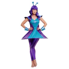 Alien Lady Fancy Dress Costume Ladies Large - UK 16-18 Blue | 16