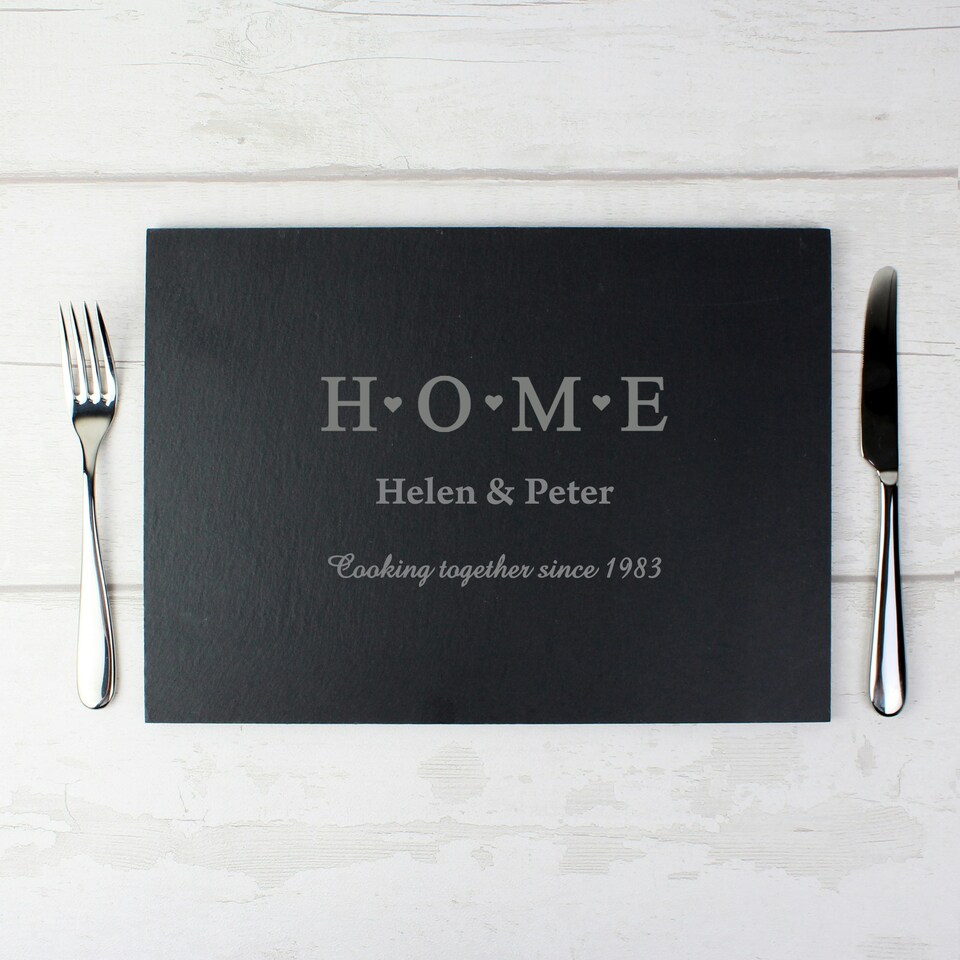 image 1 of Personalised HOME Slate Rectangle Placemat Black