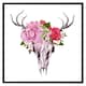 image 2 of Deer animal skull with flowers and feathers (Picutre Frame) Brown | Oak | S