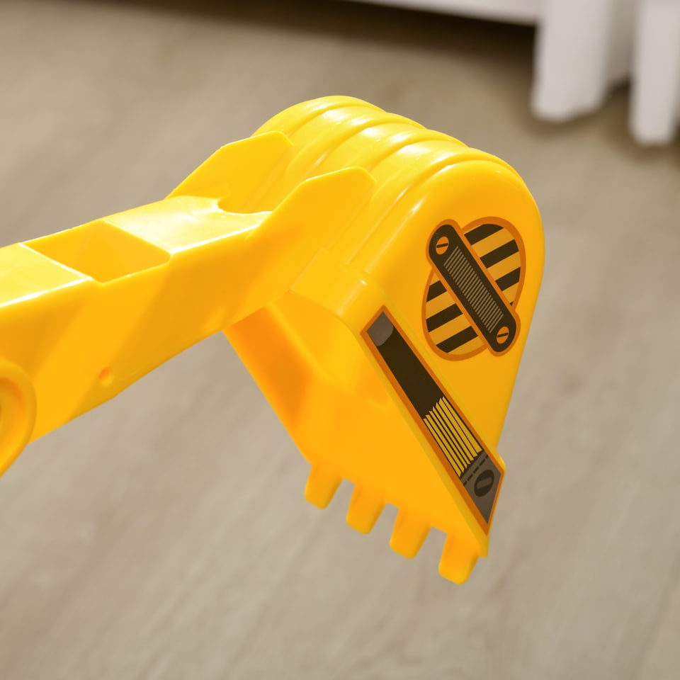 image 1 of HOMCOM Kids Ride On Toy Digger Excavator Toy Tractors Walker Toddler Truck Basket Storage For Boys Girls 18-48 Months Yellow NO POWER