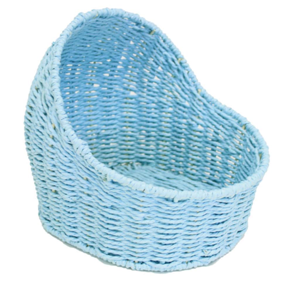 image 1 of Baby Boy Gift Hamper Kit - Blue Bassinet Basket (25cm) with Cream Gift Wrap Accessories