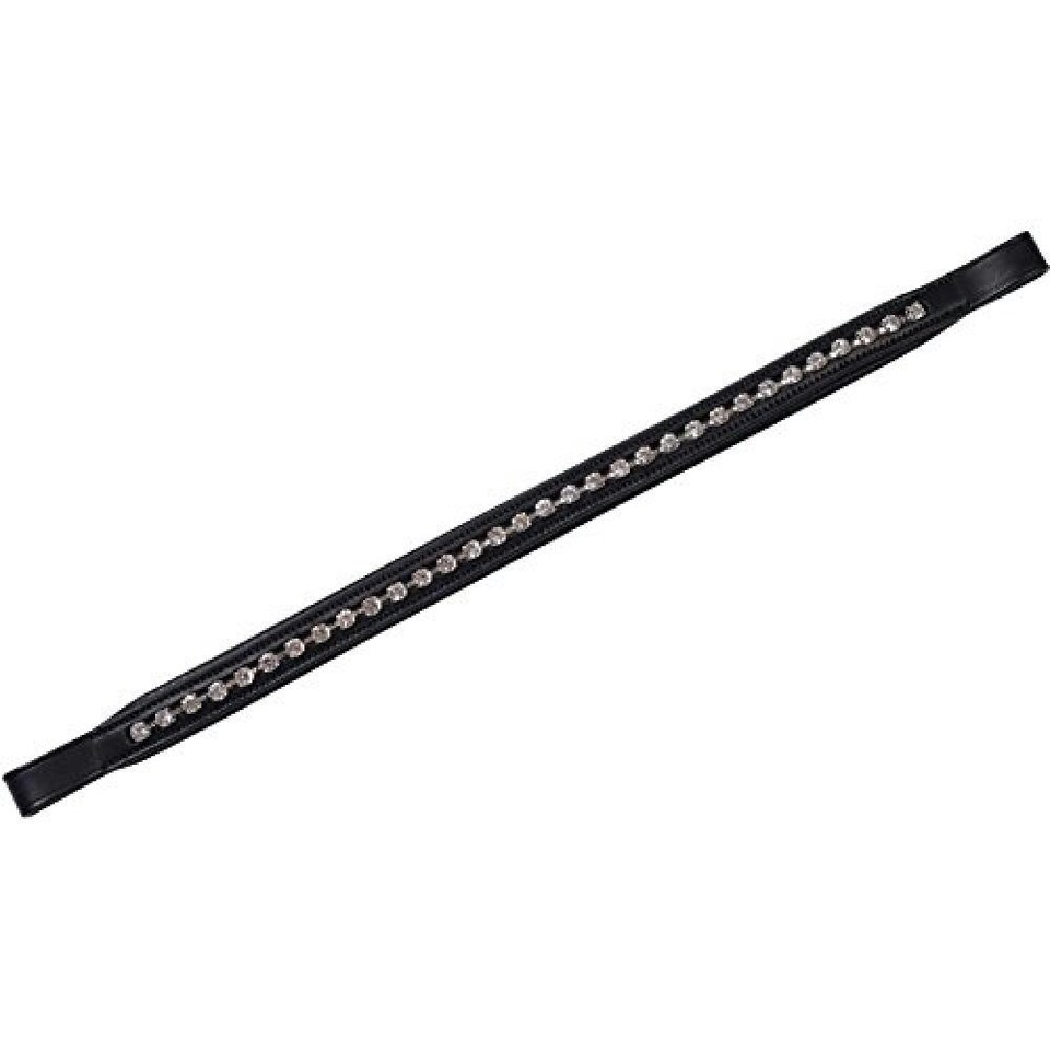 Collegiate Large Diamante Leather Browband - Black - Cob