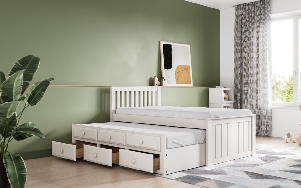 image 1 of Flair Montana Captain's Bed with Drawers & Trundle White